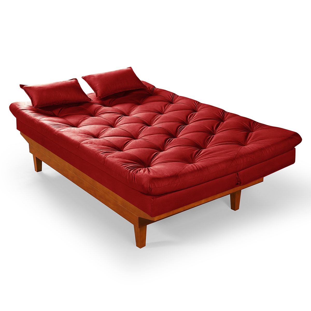 Sofa Cama Caribe 3 Lugares Reclinavel Com 2 Banquetas Base Em Madeira Revestido Suede