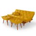 Sofa Cama Caribe 3 Lugares Reclinavel Com 2 Banquetas Base Em Madeira Revestido Suede