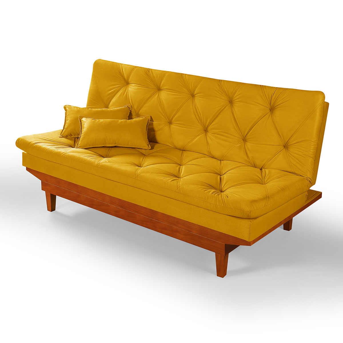 Sofa Cama Caribe 3 Lugares Reclinavel Com 2 Banquetas Base Em Madeira Revestido Suede