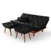 Sofa Cama Caribe 3 Lugares Reclinavel Com 2 Banquetas Base Em Madeira Revestido Suede