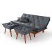 Sofa Cama Caribe 3 Lugares Reclinavel Com 2 Banquetas Base Em Madeira Revestido Suede