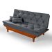 Sofa Cama Caribe 3 Lugares Reclinavel Com 2 Banquetas Base Em Madeira Revestido Suede