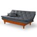 Sofa Cama Caribe 3 Lugares Reclinavel Com 2 Banquetas Base Em Madeira Revestido Suede