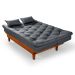Sofa Cama Caribe 3 Lugares Reclinavel Com 2 Banquetas Base Em Madeira Revestido Suede