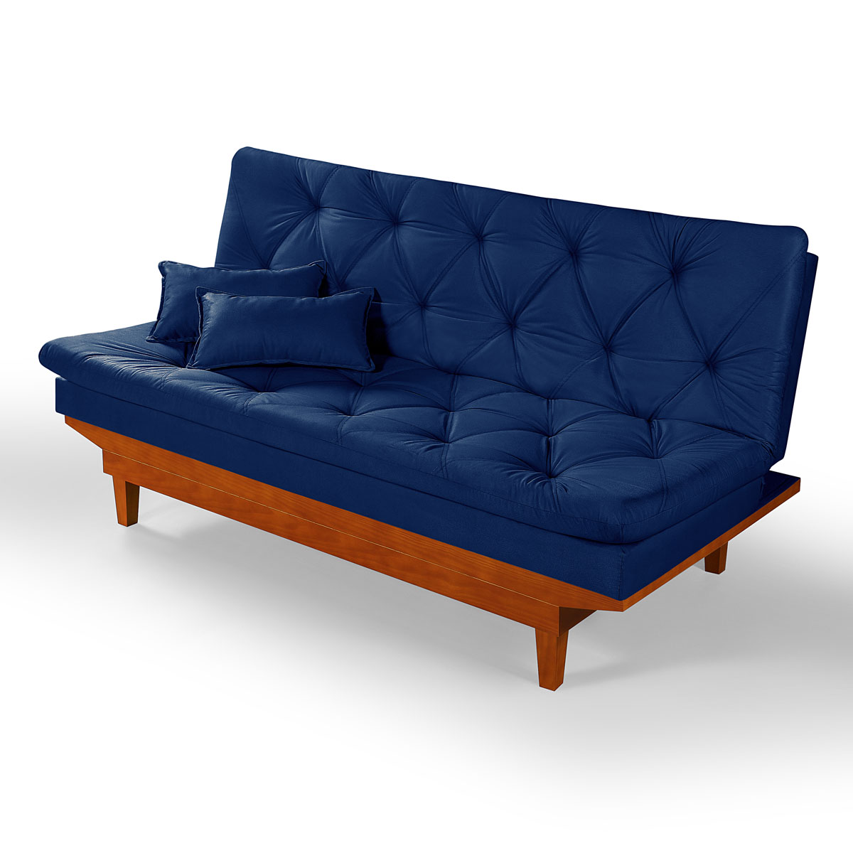 Sofa Cama Caribe 3 Lugares Reclinavel Com 2 Banquetas Base Em Madeira Revestido Suede