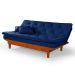 Sofa Cama Caribe 3 Lugares Reclinavel Com 2 Banquetas Base Em Madeira Revestido Suede