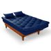 Sofa Cama Caribe 3 Lugares Reclinavel Com 2 Banquetas Base Em Madeira Revestido Suede
