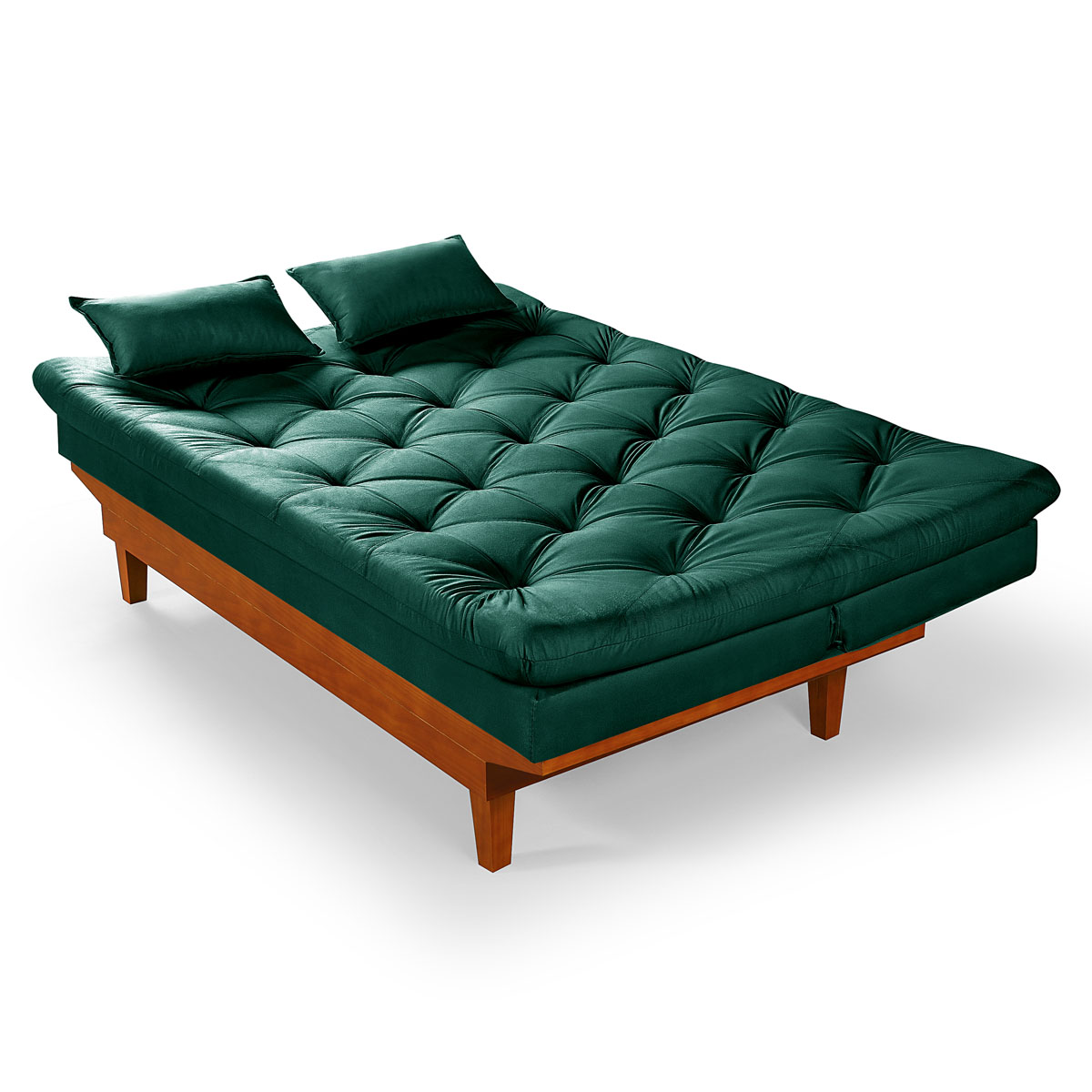 Sofa Cama Caribe 3 Lugares Reclinavel Com 2 Banquetas Base Em Madeira Revestido Suede