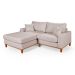 Sofa Living 2 Lugares Chaise Lado Direito Revestido Linho Base em Madeira