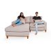 Sofa Living 2 Lugares Chaise Lado Direito Revestido Linho Base em Madeira
