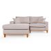 Sofa Living 2 Lugares Chaise Lado Direito Revestido Linho Base em Madeira