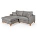Sofa Living 2 Lugares Chaise Lado Direito Revestido Linho Base em Madeira