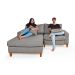 Sofa Living 2 Lugares Chaise Lado Direito Revestido Linho Base em Madeira