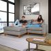 Sofa Living 2 Lugares Chaise Lado Direito Revestido Linho Base em Madeira