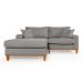 Sofa Living 2 Lugares Chaise Lado Direito Revestido Linho Base em Madeira