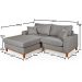 Sofa Living 2 Lugares Chaise Lado Direito Revestido Linho Base em Madeira