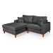 Sofa Living 2 Lugares Chaise Lado Direito Revestido Linho Base em Madeira