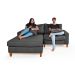 Sofa Living 2 Lugares Chaise Lado Direito Revestido Linho Base em Madeira