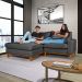 Sofa Living 2 Lugares Chaise Lado Direito Revestido Linho Base em Madeira