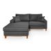 Sofa Living 2 Lugares Chaise Lado Direito Revestido Linho Base em Madeira