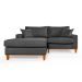 Sofa Living 2 Lugares Chaise Lado Direito Revestido Linho Base em Madeira