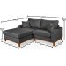 Sofa Living 2 Lugares Chaise Lado Direito Revestido Linho Base em Madeira