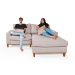 Sofa Living 2 Lugares Chaise Lado Esquerdo Revestido Linho Base em Madeira