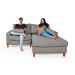 Sofa Living 2 Lugares Chaise Lado Esquerdo Revestido Linho Base em Madeira