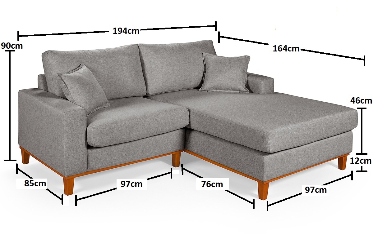 Sofa Living 2 Lugares Chaise Lado Esquerdo Revestido Linho Base em Madeira