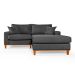 Sofa Living 2 Lugares Chaise Lado Esquerdo Revestido Linho Base em Madeira