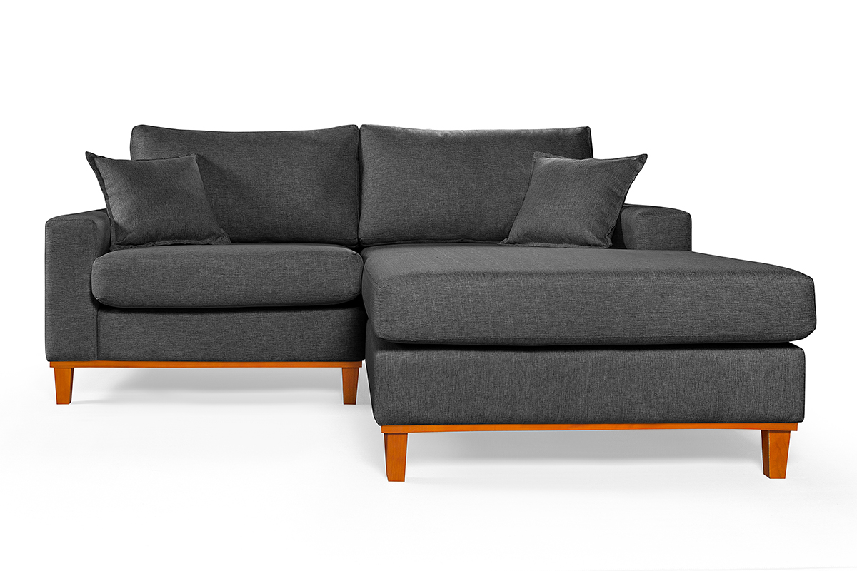 Sofa Living 2 Lugares Chaise Lado Esquerdo Revestido Linho Base em Madeira