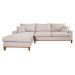 Sofa Living California 4 Lugares Chaise Lado Direito Revestido Linho Base Madeira