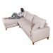 Sofa Living California 4 Lugares Chaise Lado Direito Revestido Linho Base Madeira