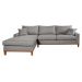Sofa Living California 4 Lugares Chaise Lado Direito Revestido Linho Base Madeira