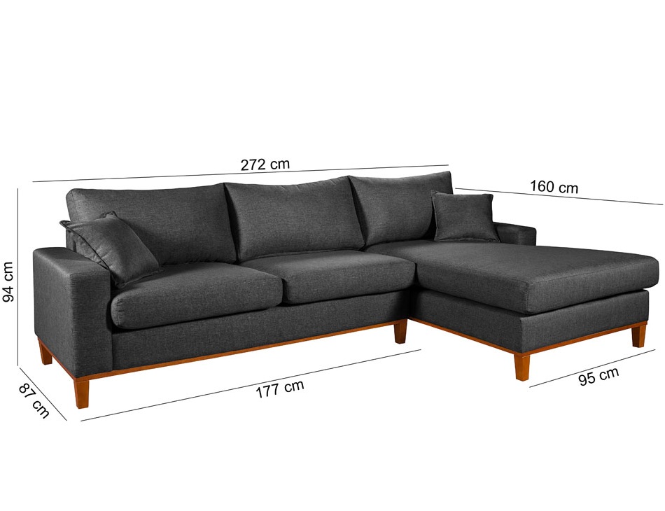 Sofa Living California 4 Lugares Chaise Lado Esquerdo Revestido Linho Base Madeira