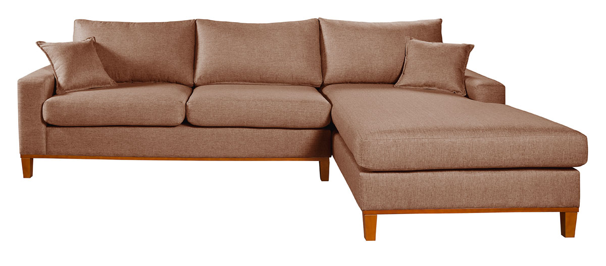 Sofa Living California 4 Lugares Chaise Lado Esquerdo Revestido Linho Base Madeira