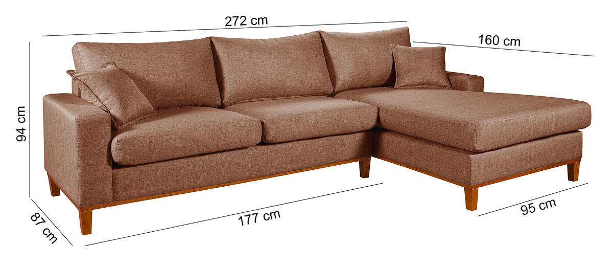 Sofa Living California 4 Lugares Chaise Lado Esquerdo Revestido Linho Base Madeira