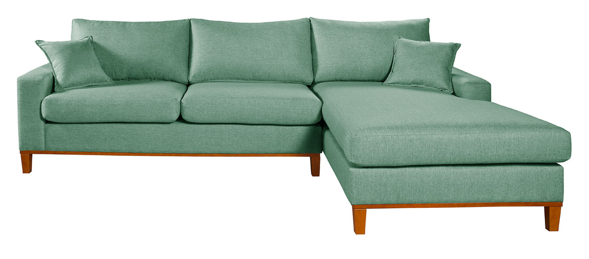 Sofa Living California 4 Lugares Chaise Lado Esquerdo Revestido Linho Base Madeira