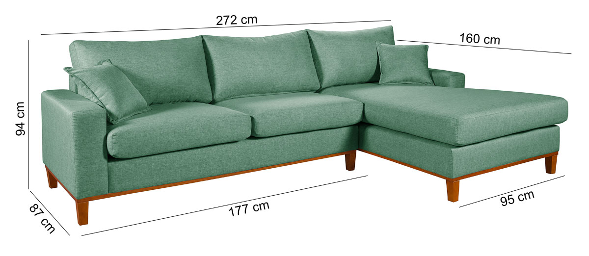 Sofa Living California 4 Lugares Chaise Lado Esquerdo Revestido Linho Base Madeira