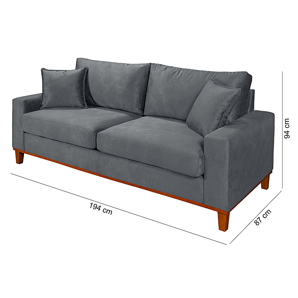 Sofa Living Istambul 3 Lugares Tecido Suede