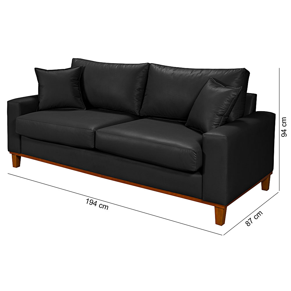 Sofa Living Istambul 3 lugares Revestimento Courino Sintetico