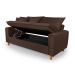 Sofa Living com Bau Multiuso 3 Lugares Suede Pes em Madeira