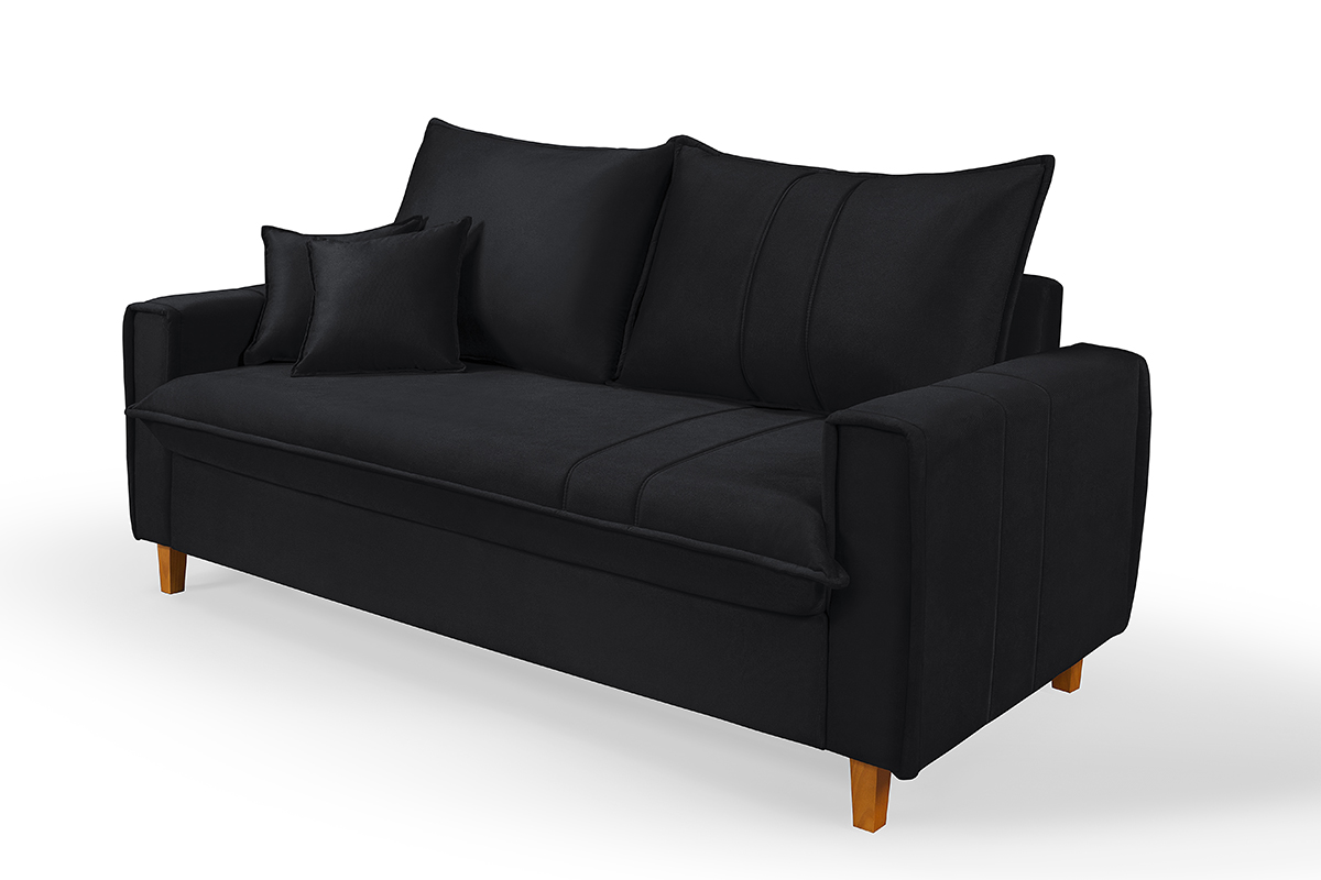 Sofa Living com Bau Multiuso 3 Lugares Suede Pes em Madeira