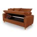 Sofa Living com Bau Multiuso 3 Lugares Suede Pes em Madeira