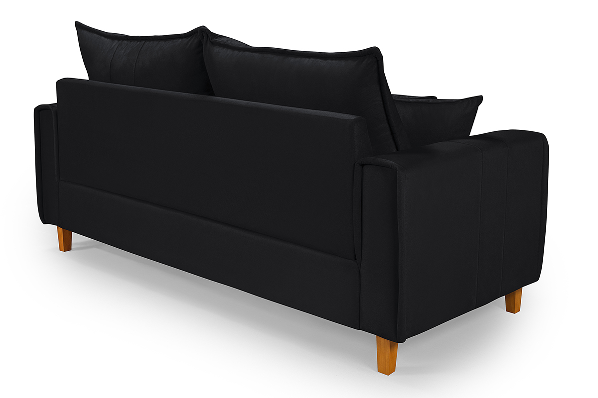 Sofa Living com Bau Multiuso 3 Lugares Suede Pes em Madeira