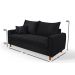 Sofa Living com Bau Multiuso 3 Lugares Suede Pes em Madeira