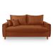 Sofa Living com Bau Multiuso 3 Lugares Suede Pes em Madeira