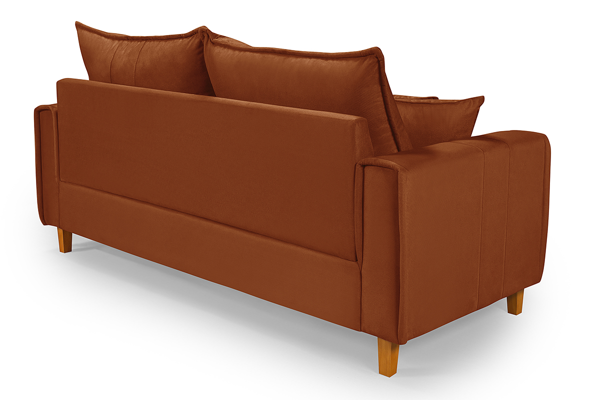 Sofa Living com Bau Multiuso 3 Lugares Suede Pes em Madeira