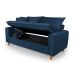 Sofa Living com Bau Multiuso 3 Lugares Suede Pes em Madeira