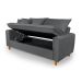 Sofa Living com Bau Multiuso 3 Lugares Suede Pes em Madeira